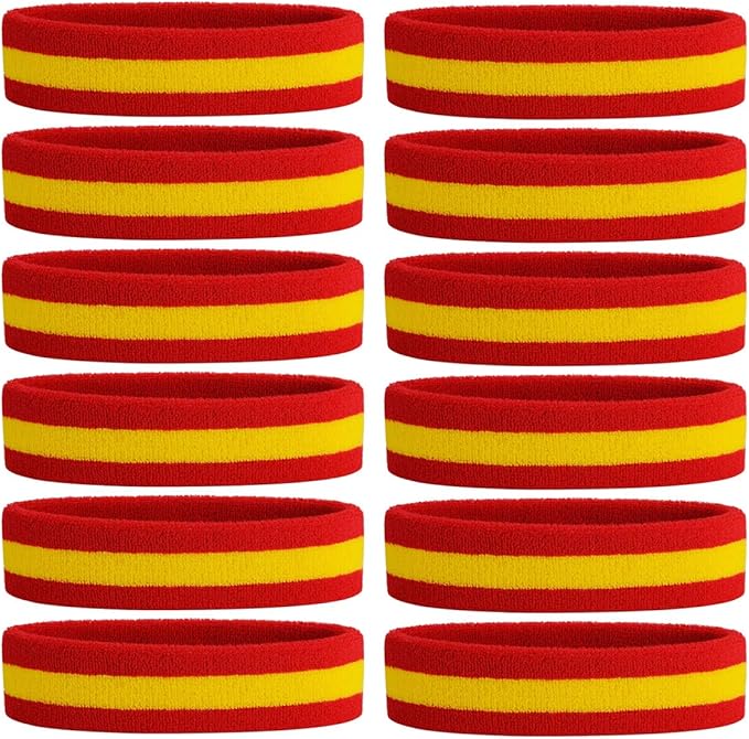 ONUPGO Sweatband Headbands for Men & Women -12PCS Sports Headbands Moisture Wicking Athletic Cotton Terry Cloth Headband for Tennis,Basketball,Football,Gym,Working Out