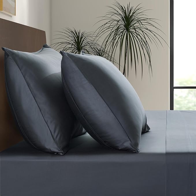Luxury Bamboo Market | King Envelope Pillowcase Set | 100% Viscose Made from Bamboo | Organically Grown | Ultra Soft | Cooling | 2pcs [Charcoal Grey]