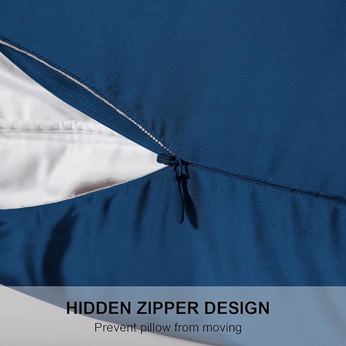 Mulberry Silk Pillowcase for Hair and Skin,King Size Cooling Silk Pillow Case with Hidden Zipper,Allergen Proof Dual Sides Soft Breathable Smooth Silk Pillow Cover for Women(King,Gem Blue)