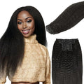 Lashey Seamless Clip in Hair Extensions Human Hair 150g 9pcs Kinky Straight Natural Black 24 Inch Long Clip in Hair Extensions Real Human Hair with PU Soft Invisi Edge