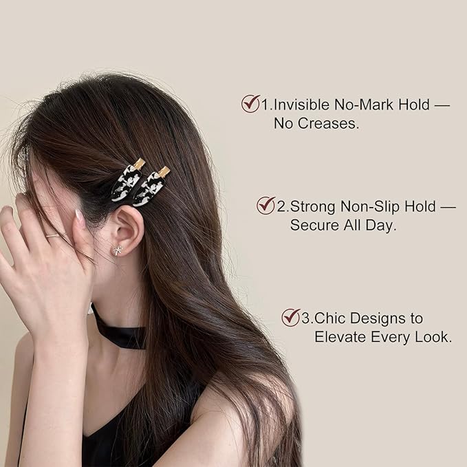 Creaseless Hair Clips for Women - No Crease, No Bend, Makeup Hair Clips for Bangs, No Dent Hair Pin for Getting Ready Face Wash Ideal Gifts for Women