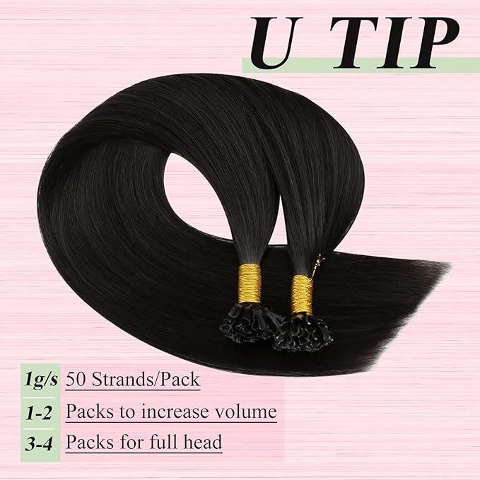 YoungSee U Tip Hair Extensions Brown U Tips Hair Extensions Real Human Hair Darkest Brown 18In 1G/S 50G