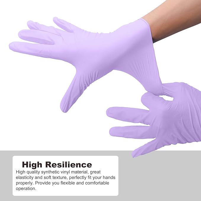 Disposable Gloves Large, Nitrile and Vinyl Blend Material Gloves, Latex Free 4 Mil 100 Pc Food Grade Glove for Cleaning, Food Prep,Hair Dye,Tattoo, Purple