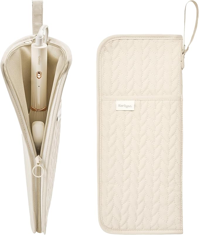 Hot Tools Organizer Heat Resistant Mat Case Hair Tools Holder Travel Bag Portable Hair Styling Tools Cover Pouch for Curling Iron,Flat Iron,Hair Straightener (Beige)