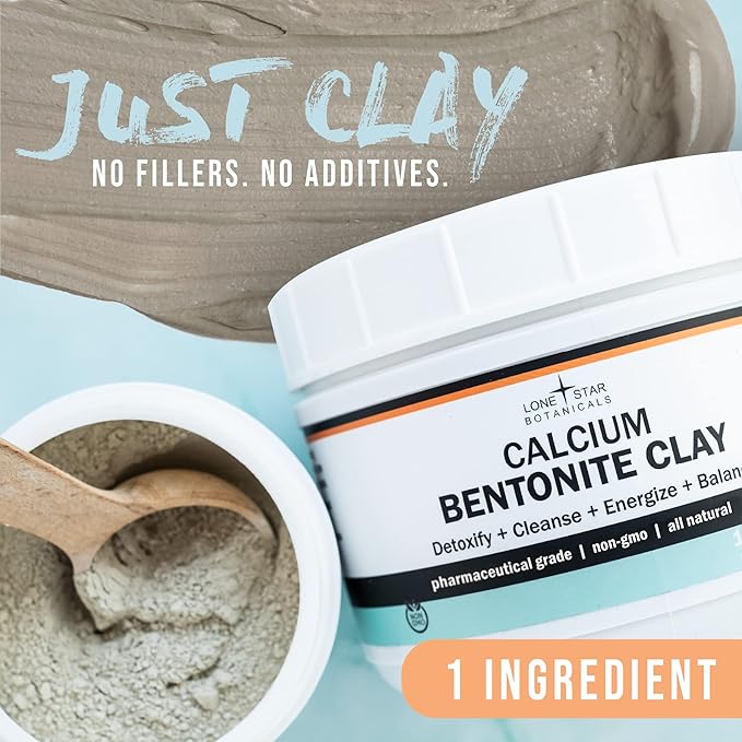 Calcium Bentonite Clay Healing Powder - Pure Pharmaceutical - Face, Body & Hair Detox Mask, Natural Mud Masks, Deep Pore Cleansing for Health & Beauty