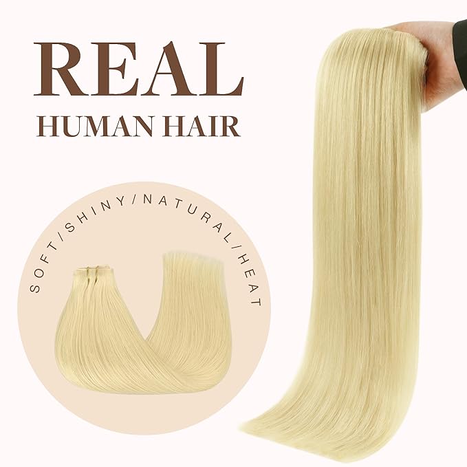 GOO GOO Clip in Hair Extensions Real Human Hair, Remy Human Hair Extensions Clip ins for Women, Natural Human Hair, 14inch 130g 9Pcs, 22F Light Golden Blonde