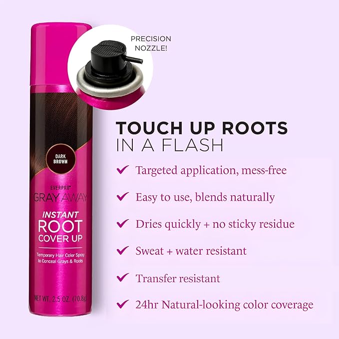 EVERPRO Gray Away Instant Root Cover Up Spray 2.5oz - Dark Brown
