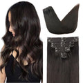 Straight Clip In Hair Extensions Real Human Hair 8Pcs Clip In Dark Brown Human Hair Extensions with 18Clips Lace Weft 120g 22inch