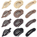 12 Pack Flat Hair Clips for Women-3 Styles Matte Neutral Flat Claw Clips, Black, Blonde,Light Brown & Dark Brown, French Duckbill Styling Accessories (Matte Neutral-4)