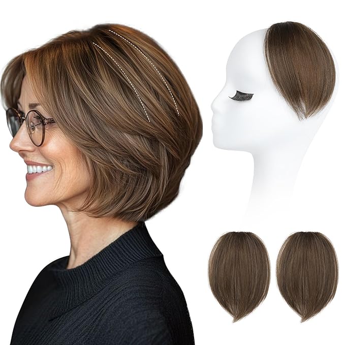 REECHO Clip in Hair Volumizer, 2PCS 6 inch Short Thick Clip in Hairpieces Adding Extra Volume Hair Extensions for Women (Chocolate Brown with Highlights)