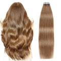 SUYYA Tape in Hair Extensions Human Hair 40g/pack 20pcs Straight Seamless Skin Weft Tape in Real Human Hair Extensions(16inch 8# Light Brown)