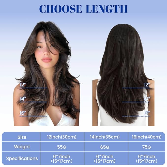 WORLDSTAR Toppers for Women Real Human Hair, Hair Topper with No Bangs, 360° 3D Cover,14Inch,6 * 7 Inch Base,65g,#2/6/18 Dark Brown to Chestnut Brown and Dirty Blonde, Clip in Topper (tp#2/6/18-14)