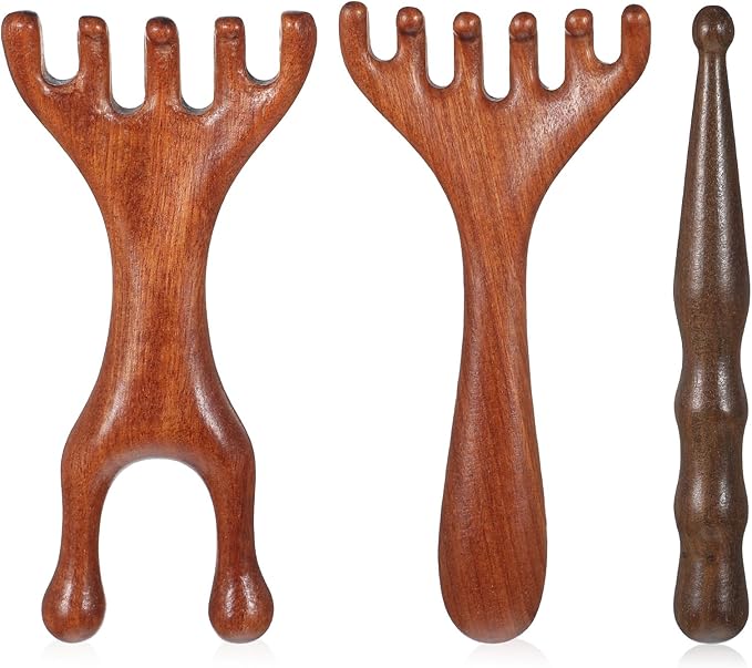 3 PCS Wooden Scalp Massager Comb Sandalwood Acupoint Massage Pen Wide Tooth Combs Hand Held Neck Foot Leg Meridian Scalp Massage Tool Wooden Acupressure Stick for Body Relaxation Head