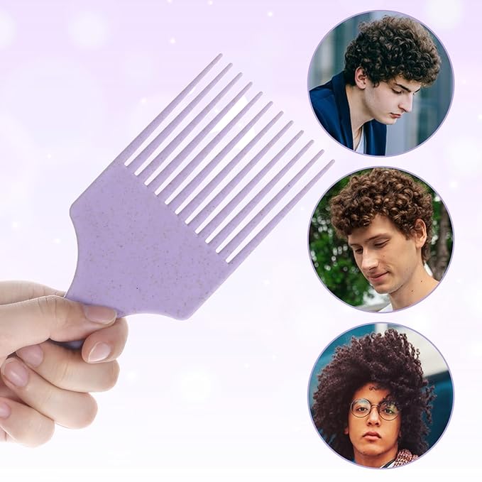 Hair Picks for Women, 3 Pcs Hair Pick Comb Plastic Wide Tooth Afro Picks for Women Curly Detangling Hairstyling Tools (Macaron Color)