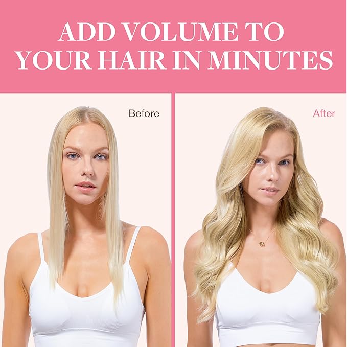 GOO GOO Clip in Hair Extensions Real Human Hair, Remy Human Hair Extensions Clip ins for Women, Natural Human Hair, 22inch 150g 9Pcs, 613R Bleach Blonde