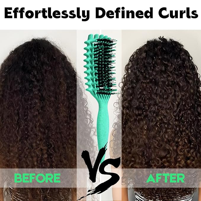 Curly Hair Brush Candybrush Curl Defining Brush for Detangling Shaping and Defining Curls for Women, Men, Wet & Dry Hair (Green Pink)
