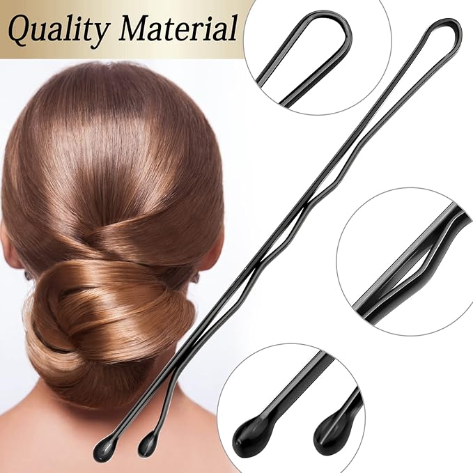100PCS 2.4Inch Bobby Pins Black,Pain-Free Bobby Pins for All Hair Types,Brown Hair Pins for Women Girls,Hairpins for Buns with Box(Black+Brown)