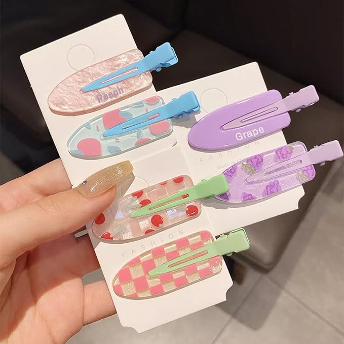 2 Pcs Cute fruit hair clip for Women Girls thick,thin hair.No Bend No Crease Hair Clips for styling sectioning hair barretters fine (Peach Soda)