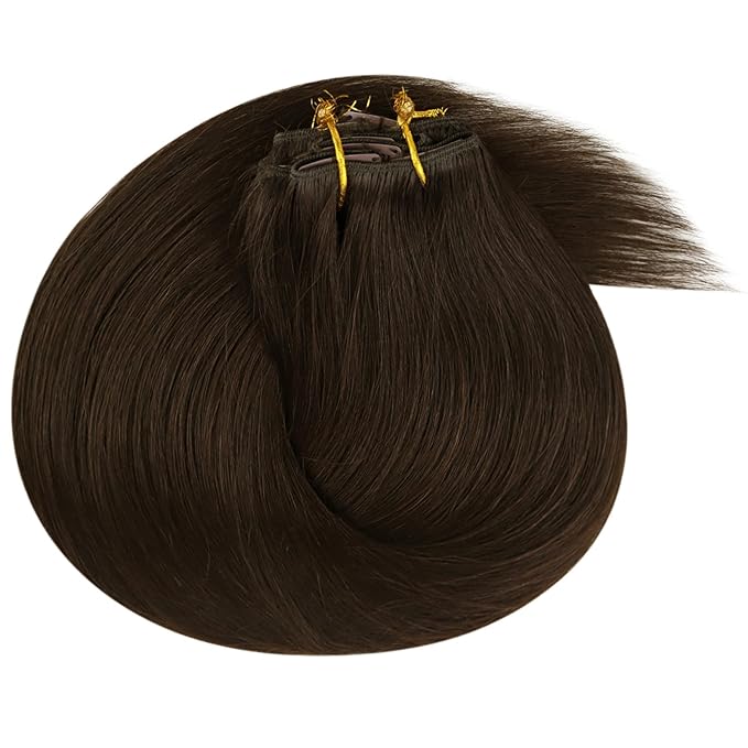 Ve Sunny Clip in Hair Extensions Real Human Hair Brown Hair Extensions Clip ins Human Hair Clip in Extensions Real Hair Extensions Clip in Human Hair 22inch 7pcs 120g