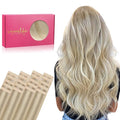 WENNALIFE Tape in Hair Extensions Human Hair, 20pcs 60g 26 inch Ombre Ash Blonde to Golden Blonde Balayage Platinum Blonde Remy Hair Extensions Straight Human Hair Tape in Extensions Skin Weft Tape
