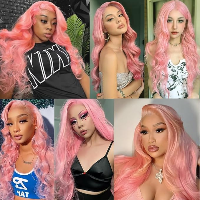 Pink Body Wave Bundles Human Hair Light Pink Bundles 28 28 28 Inch Niegmeag Unprocessed Peruvian Virgin Remy Hair Extensions