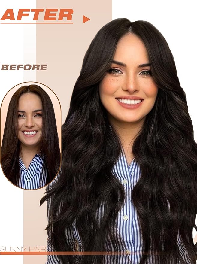 Sunny Hair Tape in Hair Extensions Real Human Hair Invisible Remy Hair Extensions Tape ins for Women Darkest Brown 28 inch 20Pcs 50G