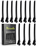 Alligator Clips for Hair Styling 12 pcs Anti-Slip No-Trace Duck Billed Hair Clips Rustproof Metal Hair Sectioning Clips for Styling for Salon & Makeup,black.