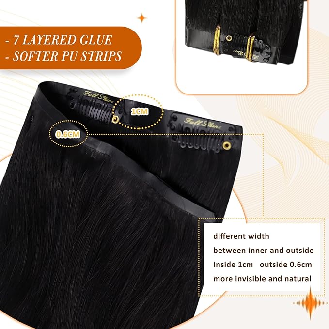 Full Shine Ombre Clip in Hair Extensions Real Human Hair 12 Inch Black to Light Brown with Honey Blonde Seamless Clip ins Invisible Remy Hair Softness 8 PCS 95 G