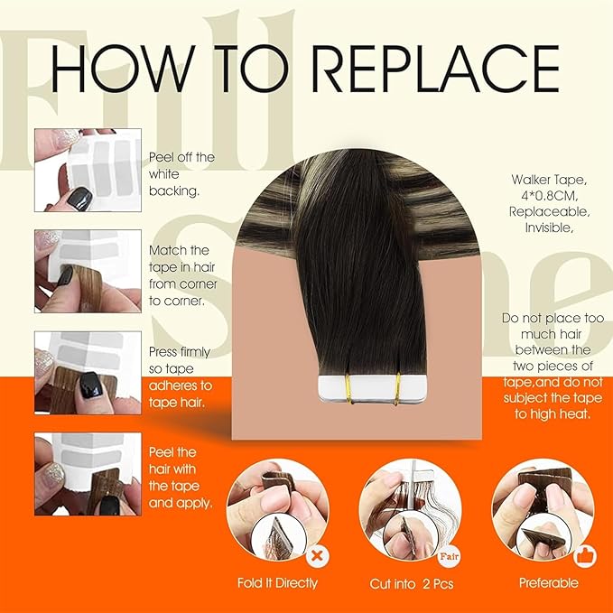 Full Shine Tape in Extensions Human Hair Balayage Tape in Hair Extensions Color 2/60/2 Human Hair Extensions Tapes in 14 Inch Seamless Invisible Tapes in Human Hair for Women 50Gram 20Pcs