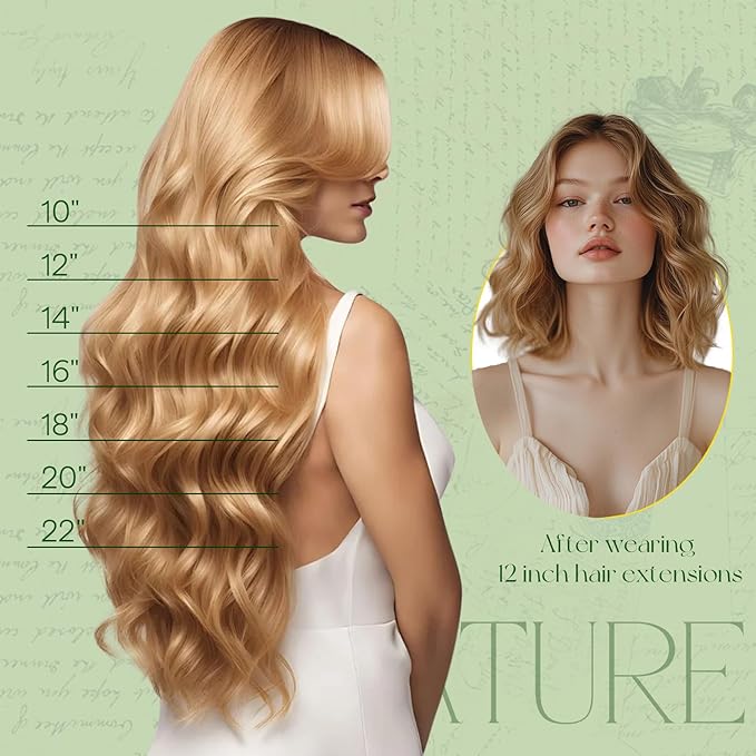 RUNATURE Clip in Hair Extensions Human Hair, 10 Inch Short Hair Extensions Real Human Hair Clip Ins, Thick Full Head Remy Hair 80g 7pcs #10P16 Dark Blonde Highlight Caramel Blonde