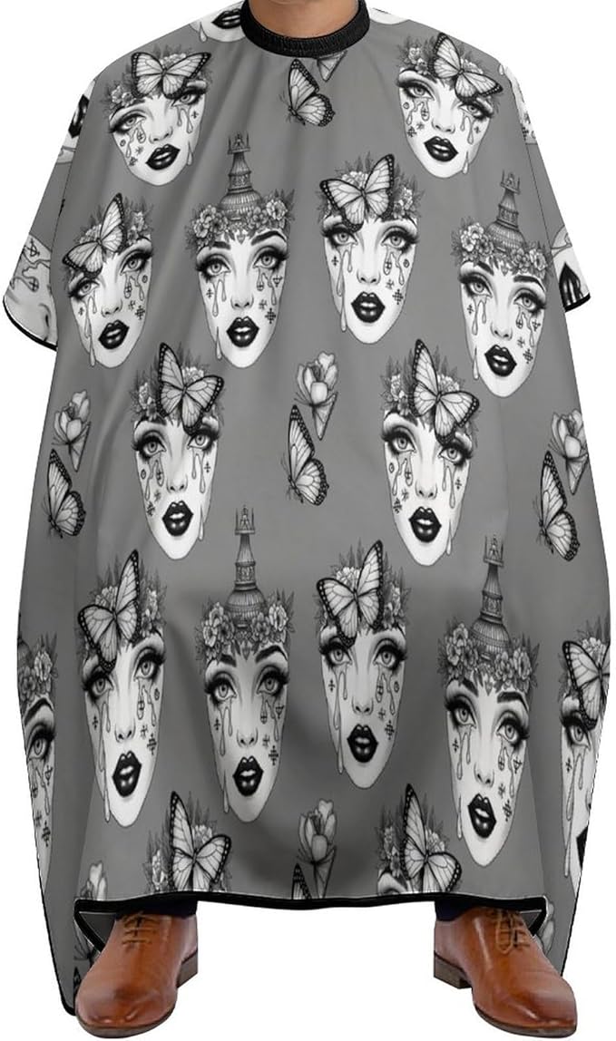 Large Long Salon Gown Cape, Haircut Cloth Apron Cape Goth Gotik Gothic Women Girl Eyelash Art Haircut Cloth Wrap Protector for Home Stylists