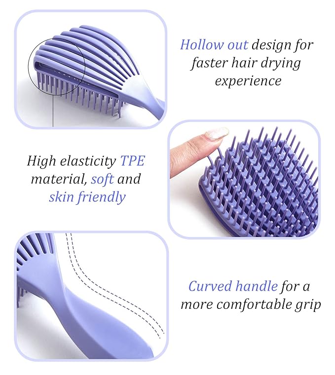 Hair Brush for Afro American/African Hair Textured Professional Curved Vented Brush Wet Dry Curly Hairbrush Detangling Massage Hairdressing Comb (Green, Big)