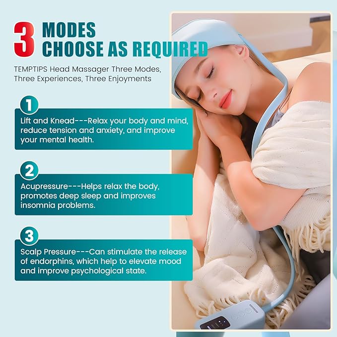 Head Massager Scalp,Rechargeable Massager for Head,Portable Electric Percussion for Deep Relaxation & Stress Relief,Great Gift for Mom and Grandma