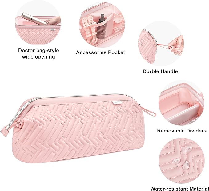 Leudes Hair Tools Travel Bag for Shark Flexstyle Carrying Case Portable Shark Hair Air Wrap Dryer Case Waterproof Dustproof Flat Curling Iron Travel Organizer (Pink)
