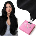 YoungSee Nano Ring Hair Extensions Real Human Hair Black 20 inch Nano Beads Hair Extensions Black Nano-link Hair Extension Human Hair Long Straight 1g/s 50g for Instant Length