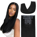 Lashey Seamless Clip in Hair Extensions Human Hair 150g 9pcs #1 Jet Black Straight 20 Inch Clip in Hair Extensions with PU Soft Invisi Edge