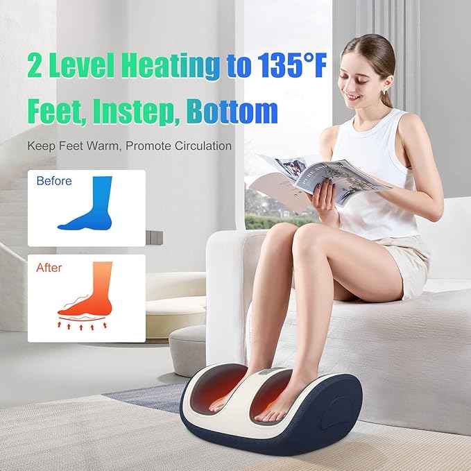 SLOTHMORE Shiatsu Foot & Calf Massager with Compression & Heating, Deep Tissue Kneading Improves Circulation, Helps Plantar Fasciitis, for Foot, Calf, Arms, Fit Up to Size 14
