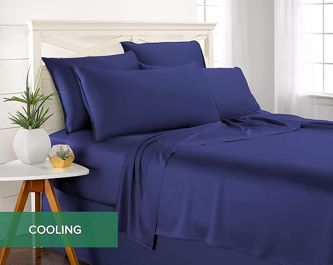 King Pillowcases by Pure Bamboo, Genuine 100% Organic Viscose Derived from Bamboo, Luxuriously Soft & Cooling, Double Stitching, Envelope Closure (2 King Pillowcases, Cobalt Blue)