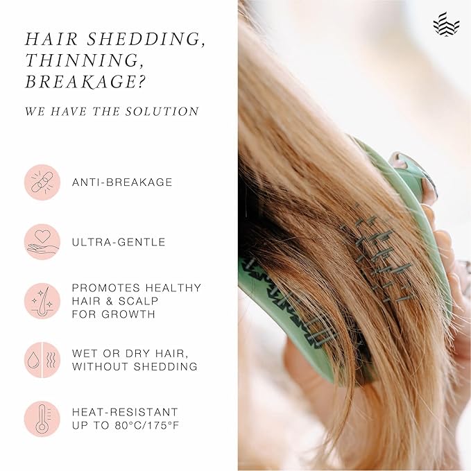 Manta Original Anti-Breakage Hairbrush – Gentle Detangling Brush for Wet & Dry Hair, Flexible Hairbrush for All Types, Healthy Hair Care for Women & Men, White