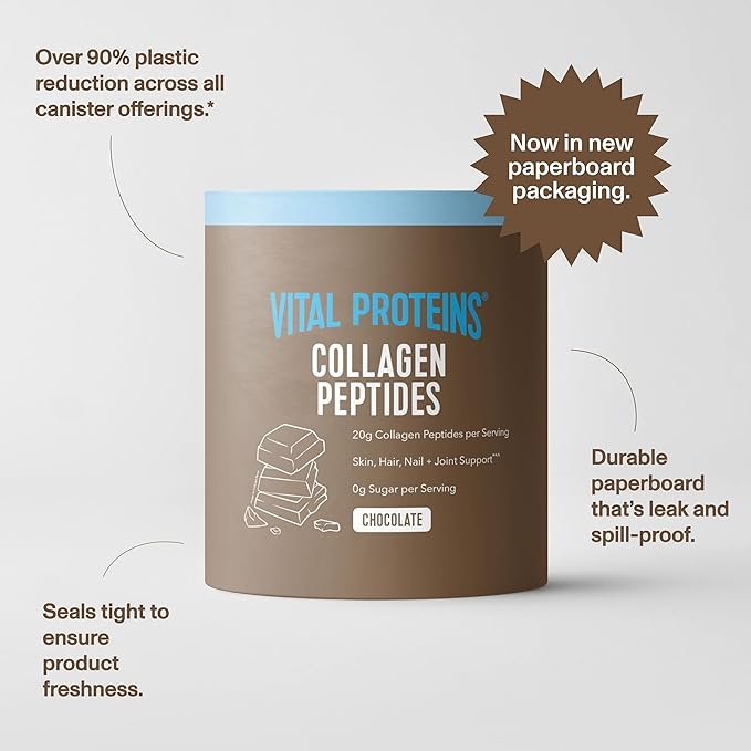Vital Proteins Grass Fed Collagen Powder Supplement (Type I, III) for Skin Hair Nail Joint - Hydrolyzed Collagen, Grass Fed, Dairy and Gluten Free - Chocolate Flavor, 17.1 oz Canister