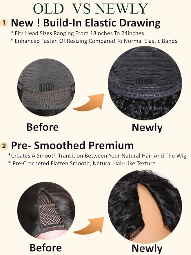 KLAIYI EasiContour V Part Wig Human Hair Body Wave Glueless Upgrade U Part Wig No Leave Out No Gel Clip in Half Wig V Shape Pull and Go Beginner Friendly Ready to Wear Natural Black Color 150% 22Inch