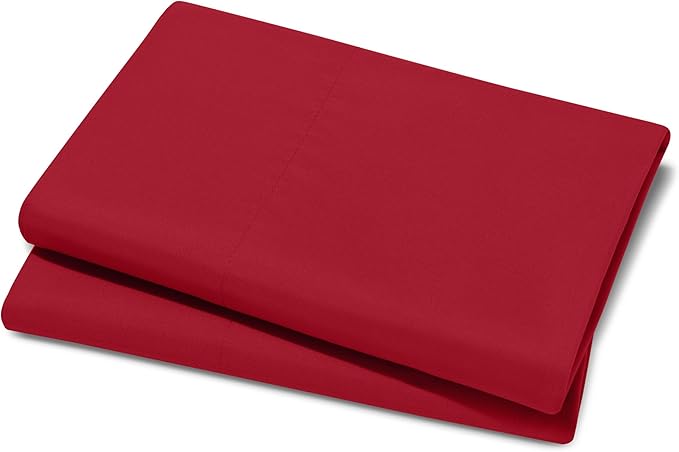 Bare Home Microfiber Pillow Cases - Queen Size Set of 2 - Cooling Pillowcases - Double Brushed - Easy Care - Envelope Closure (Queen Pillowcase Set of 2, Red)