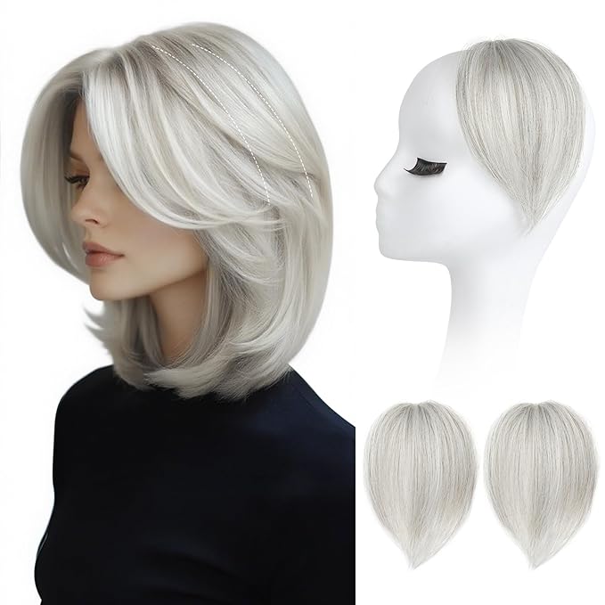 REECHO Clip in Hair Volumizer, 2PCS 6 inch Short Thick Clip in Hairpieces Adding Extra Volume Hair Extensions for Women (Ash Grey)