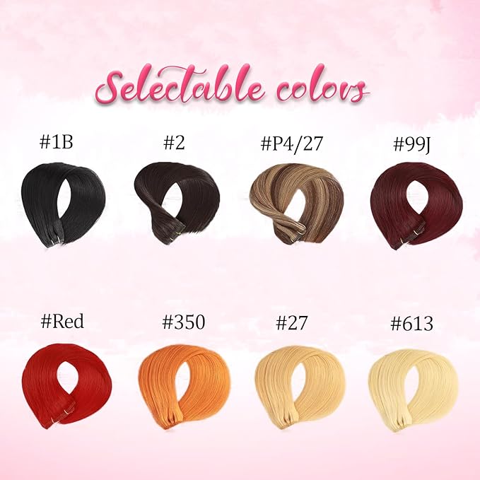 18inch 110g Red Clip in Hair Extensions Real Human Hair 8pcs with 18clips Colorful Remy Hair Extensions Kinky Straight Hair for Women Double Weft Seamless Extensions Clip ins