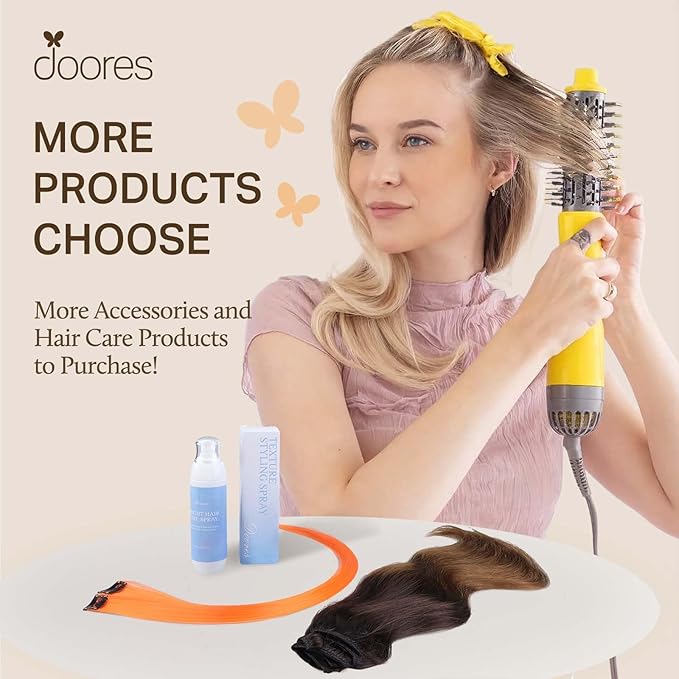 DOORES Seamless Clip in Hair Extensions - Dark Blonde Highlighted Bleach Blonde, 120g, 24 Inch, 7pcs - Invisi Edge Human Hair, Straight