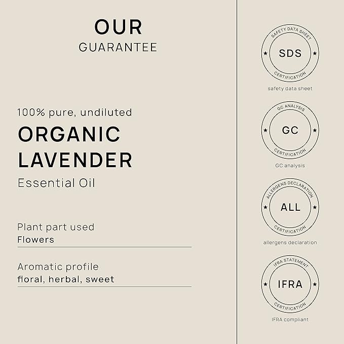 VINEVIDA Organic Lavender Essential Oil 16 oz - Undiluted, Organic Lavender Candle Oil Scent - DIY Candle Scents for Candlemaking - Bulk Essential Oil for Soap Making