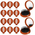 12 Pcs Football Mini Detangler Brush, Folding Mirror Hair Brushes, Travel Hair Brush, No Tangle Soft Flexible Bristles for Straight, Curly, Thick Hair for Football Team Gift Sport Party