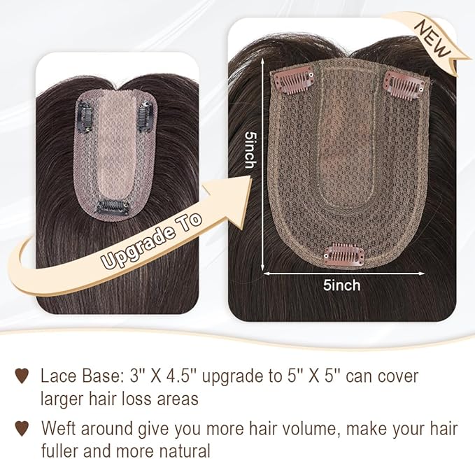 UDU Hair Toppers for Women: Synthetic Fiber, Ash Brown, Multi-layer, Long Straight Wavy, Clip in Wiglets with Fringe Bangs