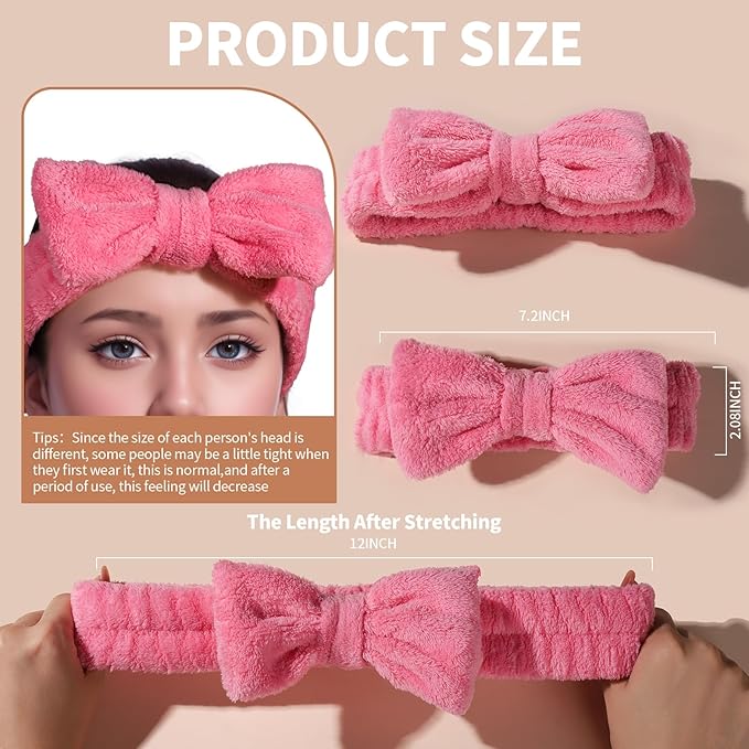 Teenitor 5 Pack Spa Headband for Washing Face, Girls Makeup Headband, Bow Tie Hair Band, Microfiber Women Skincare Headbands for Cosmestic Facial Sports Yoga