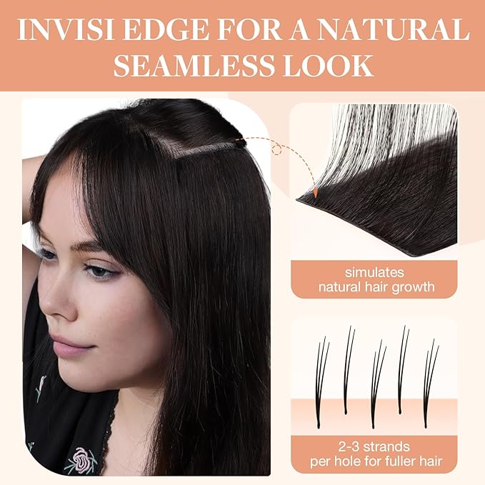 GOO GOO Invisi Edge Tape in Hair Extensions Human Hair, 2 Dark Brown, 6pcs 10inch 15g, Virgin Remy Hair, Seamless Injected Tape, Natural Look